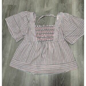 Old Navy Patriotic 4th Of July Smocked Top Short Sleeves Stretch Size SMALL